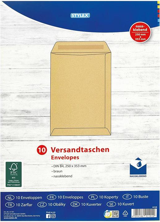 Produktbild Stylex Versandtaschen DIN B4 bra 10St (10 x)