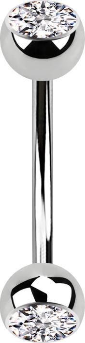 Produktbild Star Piercing Micro Banane silber mit zwei Kugeln Kristall silber (ohne Messing, Chirurgenstahl 316L)