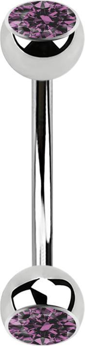 Actual product image Star Piercing Micro banana silver with two light violet crystal balls (Surgical steel 316L, without brass)