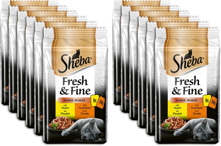 Produktbild Sheba Portionsbeutel Multipack Fresh & Fine in Gelee Geflügel Variation Beutel (Adult, 12 Stk., 300 g)