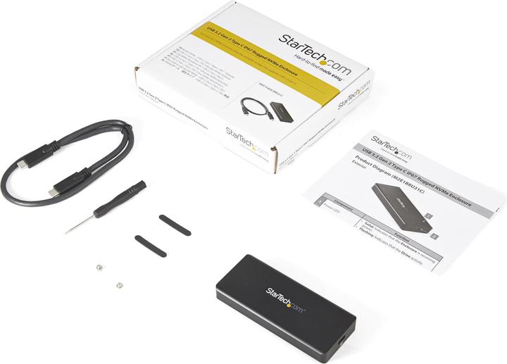 Actual product image StarTech .com M2E1BRU31C M.2 NVMe PCIe SSD Enclosure (IP67, rugged, USB 3.1 Gen 2 (10 Gbps) USB-C) (M.2)