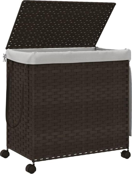 Produktbild VidaXL Wäschekorb mit Rollen Dunkelbraun 60x35x60,5 cm