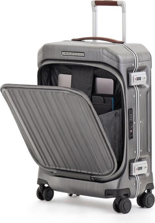 Produktbild Piquadro PQ-Light - Fast-Check Handgepäck Hartschalentrolley Schwarz/Leder (37 l, Handgepäck (bis 50l))