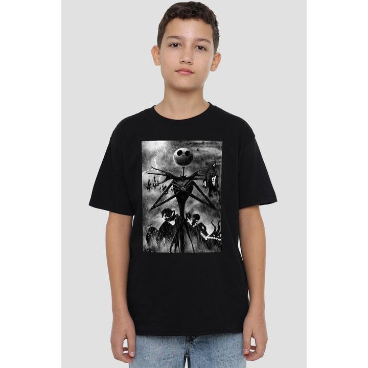 Actual product image The Nightmare Before Christmas Childrens/Kids Jack Skellington Rain T-Shirt (140)
