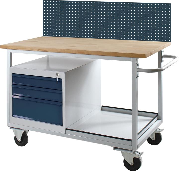 Produktbild ADB Tischwagen Werkbank mit Lochwand 130cm (60 cm, 130 cm)