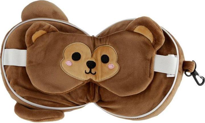 Image du produit Puckator Relaxeazzz Singe en peluche Coussin de voyage rond & masque pour les yeux