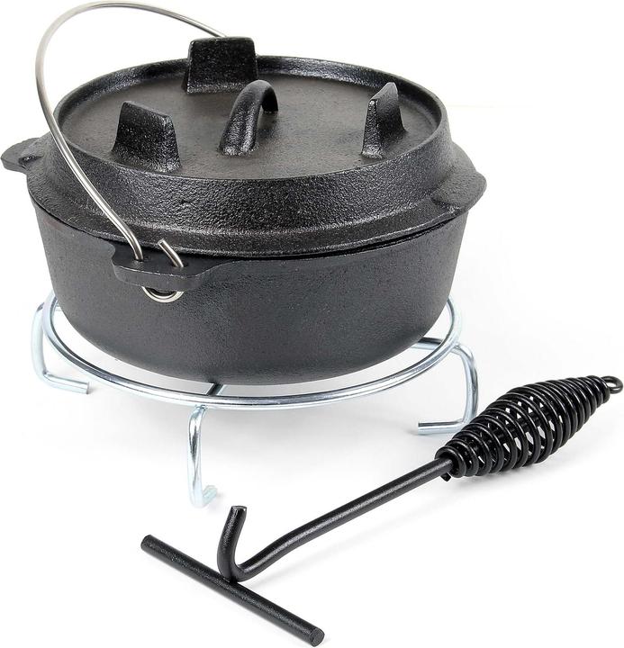 Actual product image Wiltec Dutch Oven 3l with Feet and Lid Lifter, Cast Iron Pot for Campfire Bonfire Camping BBQ Cookware