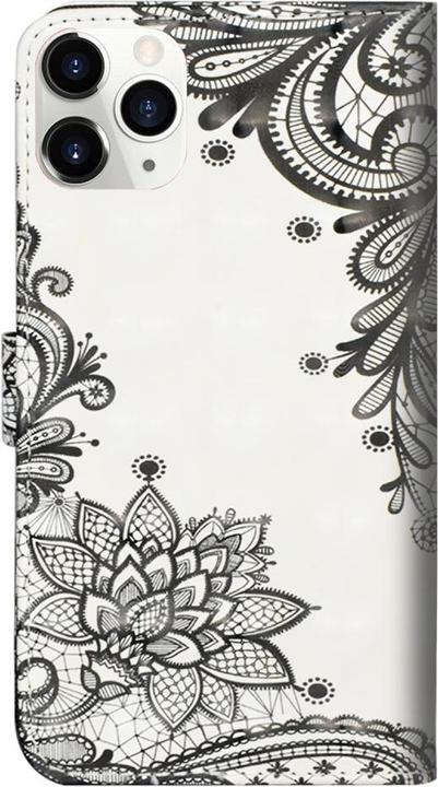 Produktbild Cover-Discount iPhone 12 mini - Etui Glitzer Effekt Blumen schwarz (Apple iPhone 12 mini)