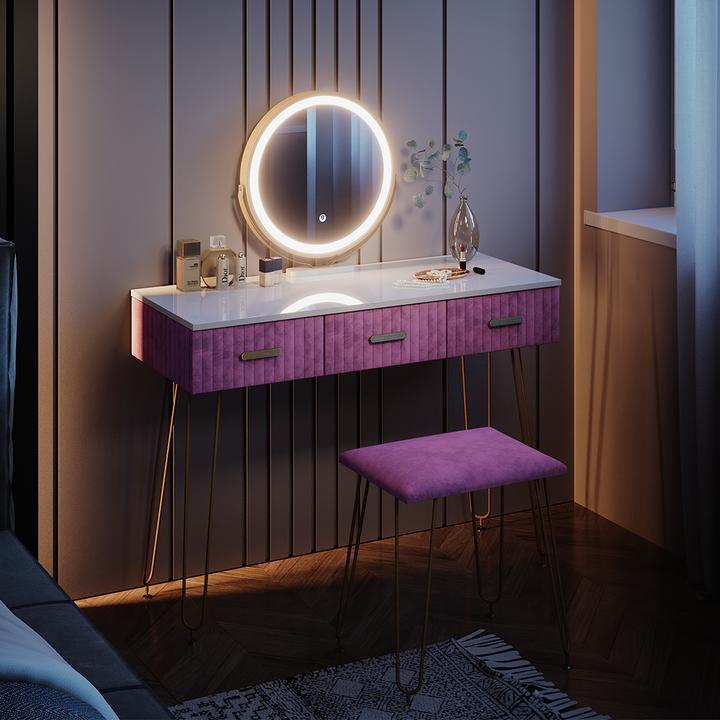 Produktbild Vicco Layla mit Hocker und Beleuchtung (100 x 40 x 79 cm)