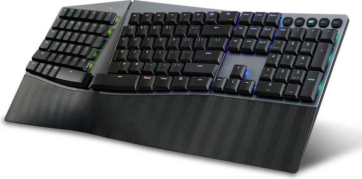 Actual product image Perixx PERIBOARD-835 BR DE, wireless RGB-illuminated ergonomic mechanical keyboard - flat bra (DE, Wireless)