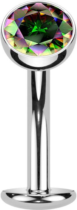Produktbild Star Piercing Threadless Labret-Stab Banane silber Kugel Kristall dunkel multicolor (Titan G23)