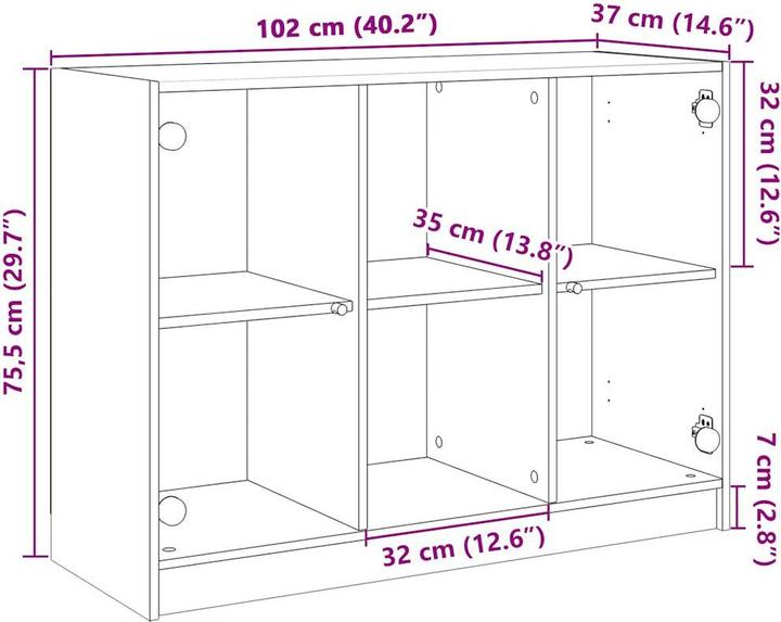 Actual product image VidaXL Sideboard (37 x 5 x 75.5 cm)