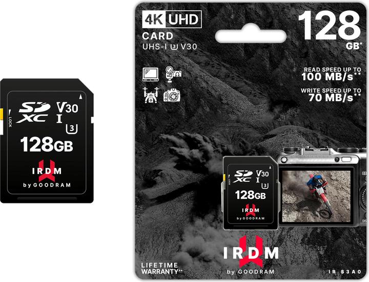 Image du produit Goodram IR-S3A0-1280R12 Carte mémoire SDXC UHS-I (128 Go, SDXC, U3, UHS-I)
