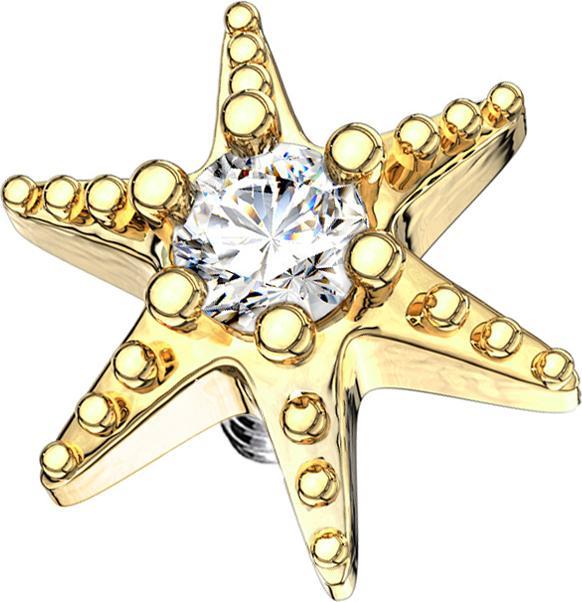 Immagine prodotto Star Piercing Dermal Anchor stella marina placcata oro con cristallo (Acciaio chirurgico 316L, Ottone)