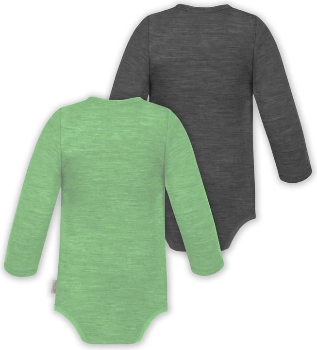 Produktbild Normani 2er Set Unisex Baby Wickelbody Langarm-Strampler Einteiler aus Merinowolle - 9351 (80)