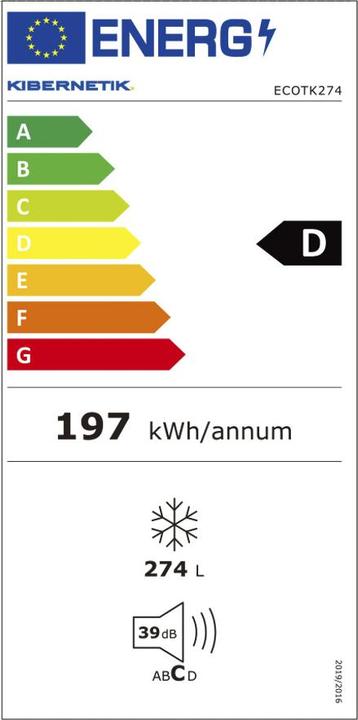 Energy Label Kibernetik Freezer FSP ECO 274 litres No Frost (Stand-alone, 274 l)