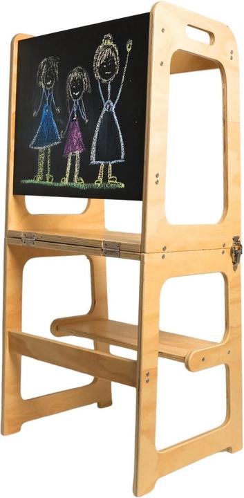 Actual product image Hermex Faltbarer Kinder-Lernturm aus Holz mit Maltafel