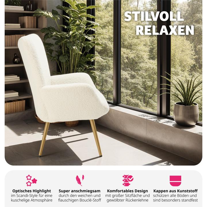 Produktbild tectake Sessel Hygge gepolstert, ergonomisch, Belastbarkeit 150 kg