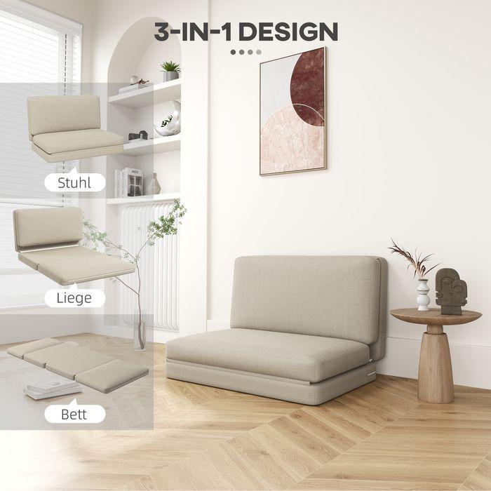Produktbild Swisshandel24 Bodensofa 3-in-1 Klappbar Schlafsofa mit Samtoptik, bis 240kg, beige