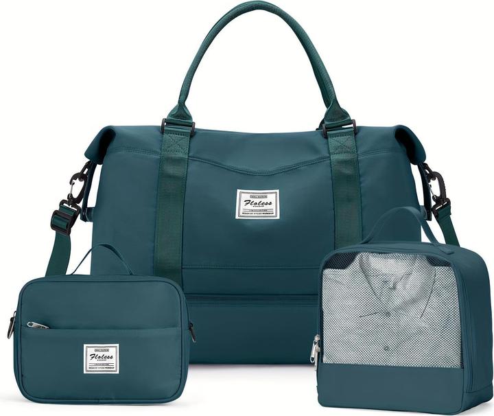 Actual product image Only-Bags.Store 3pcs travelling with a large carry-on bag, a sports bag, and a waterproof luggage