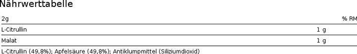 Valori nutrizionali e ingredienti Biotech USA Citrulline Malate (1 Pezzo/i, Polvere, 300 g)