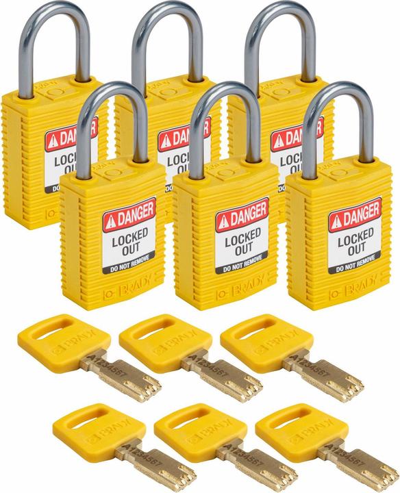 Actual product image Brady SafeKey Compact nylon padlocks with aluminium shackle for lockout applications