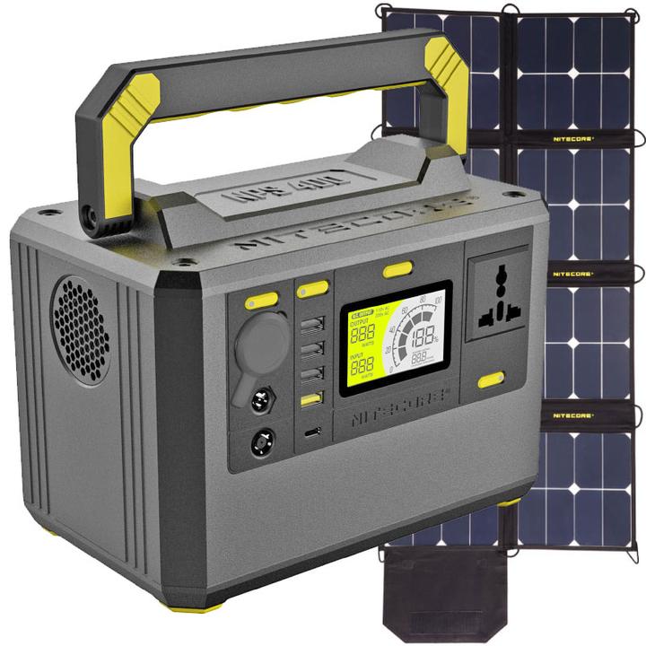Actual product image Nitecore NPS400 Power Station 117000mAh and FSP100 foldable solar panel with max. 100W (421.20 Wh)