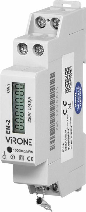 Immagine prodotto Orno Virone EM-2 Misuratore digitale di energia monofase, 40A, uscita a impulsi, 1 modulo, DIN