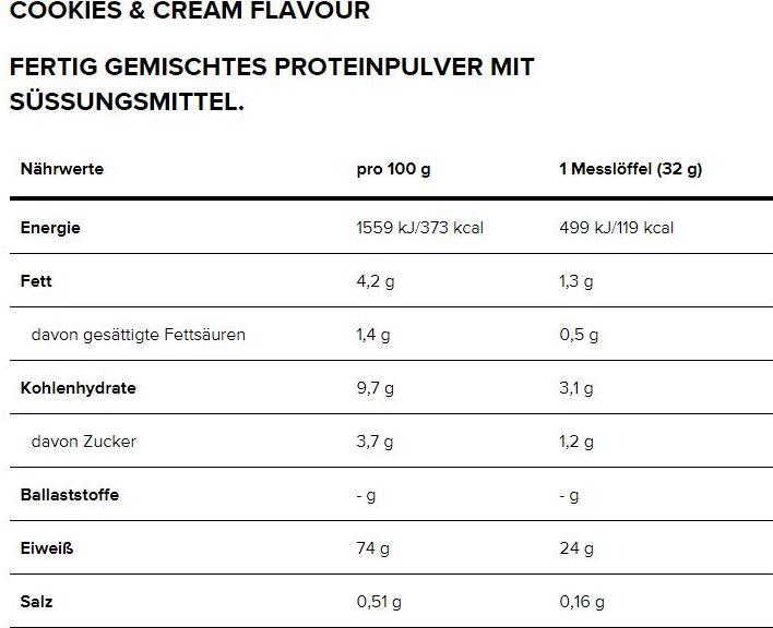 Valeurs nutritives et ingrédients Optimum Nutrition Gold Standard 100% Whey (Cookies & Cream, 1 pcs, 900 g)