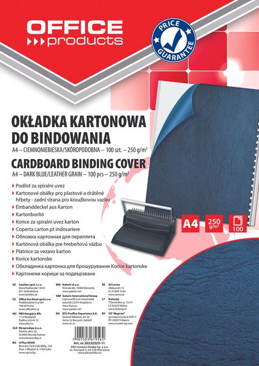 Produktbild Office Products Office Produktai Einbandhüllen, Kartons, A4, 250 g/m², Lederähnlich, Dunkelblau, 100 Stück (20232525