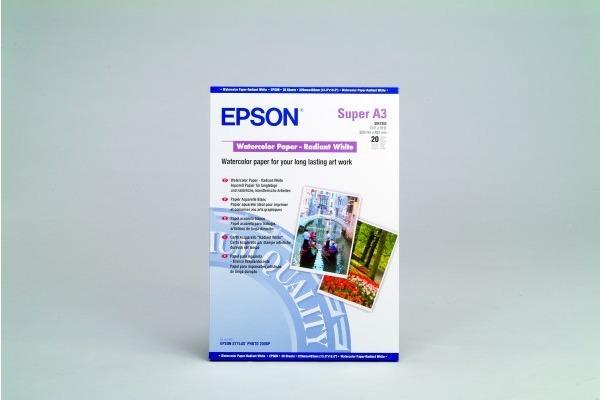 Produktbild Epson Radiant White Watercolor Papier A3+ (190 g/m², A3+, 20 x)