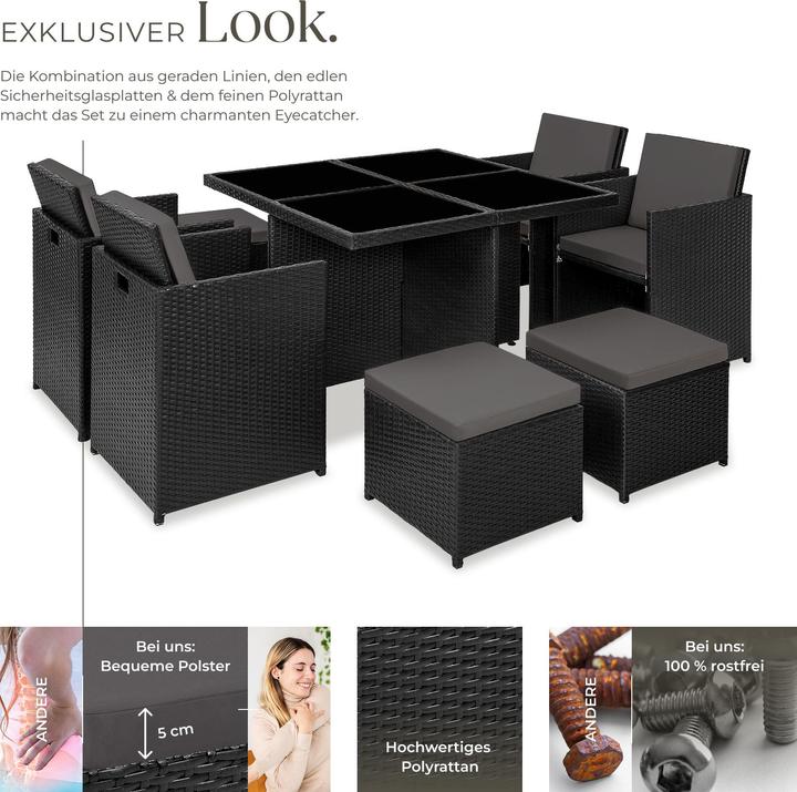 Immagine prodotto tectake set da giardino in rattan e alluminio Manhattan, variante 2 (100 cm)