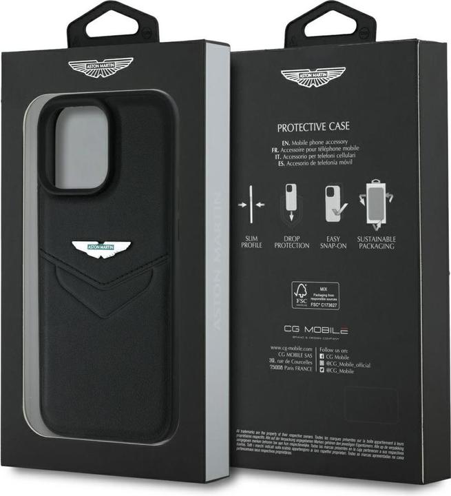 Produktbild Aston Martin Case HC Leather Victory Design to iPhone 16 Pro black (Apple iPhone 16 Pro)