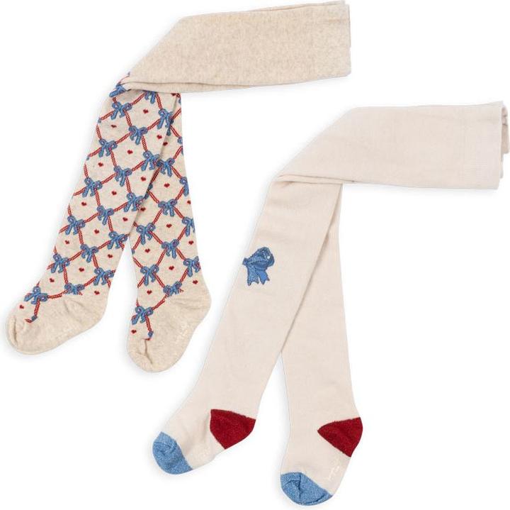 Produktbild Konges Slojd 2Pack Strumpfhosen Jacquard Bow Mix (116, 104/110, 92/98, 80/86)