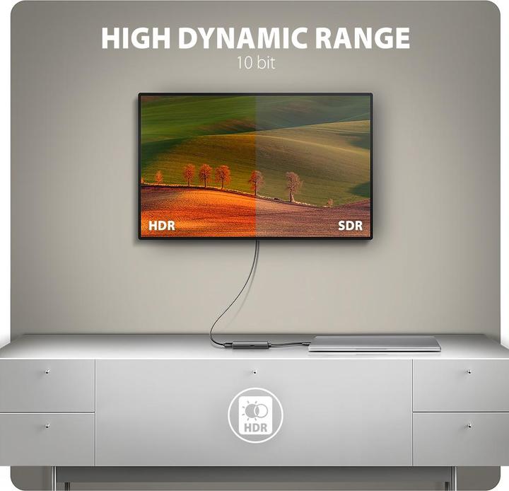 Produktbild Axagon RVC-HI8KPD, USB-C -> HDMI 2.1 redukce / adaptér, 8K/60Hz, 4K/144Hz, HDR10+, PD100W (USB Typ-C, 7.90 cm)
