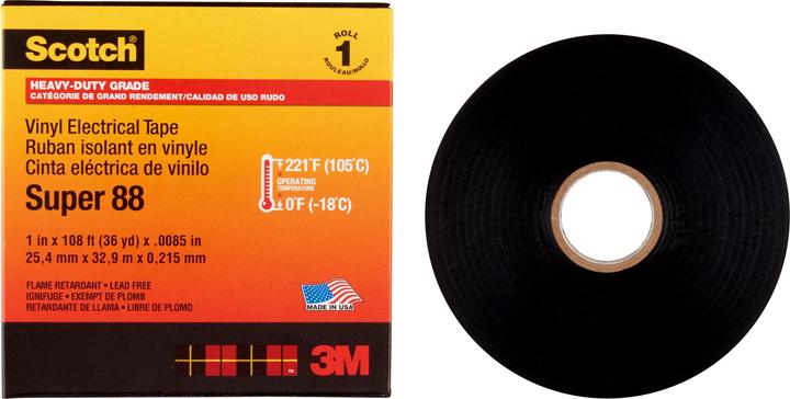 Actual product image 3M SUPER88-25X33 Insulating tape Scotch® Black (L x W) 33m x 25mm 1pc. (25 mm)