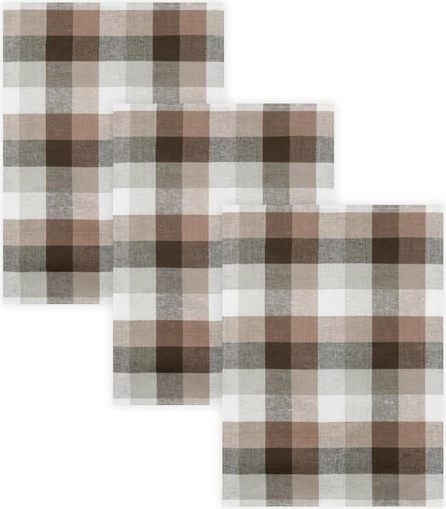 Immagine prodotto Kracht Confezione da 3 strofinacci in mezza lino check antracite (50 x 70 cm)