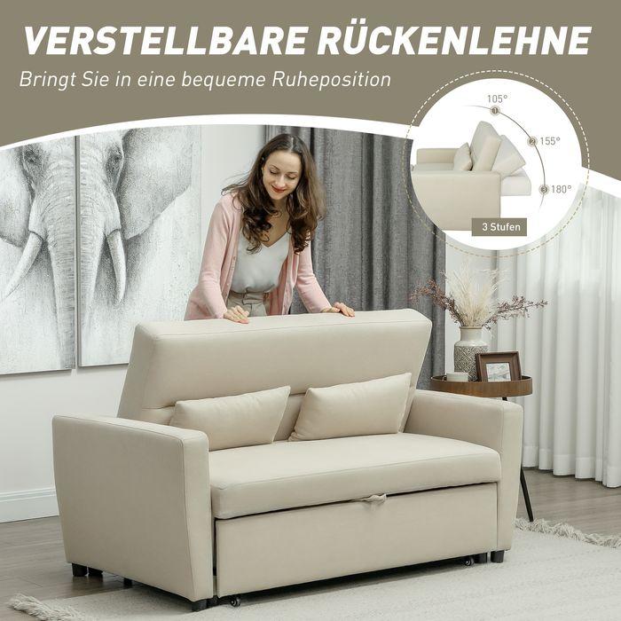 Actual product image Swisshandel24 Schlafsofa, 2-Sitzer Sofa mit Schlaffunktion, Verstellbare Rückenlehne, Beige