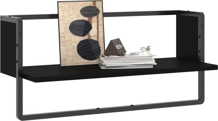 Produktbild VidaXL Wandregal mit Stange Schwarz 65x25x30 cm,Farbe (65 x 25 x 30 cm)