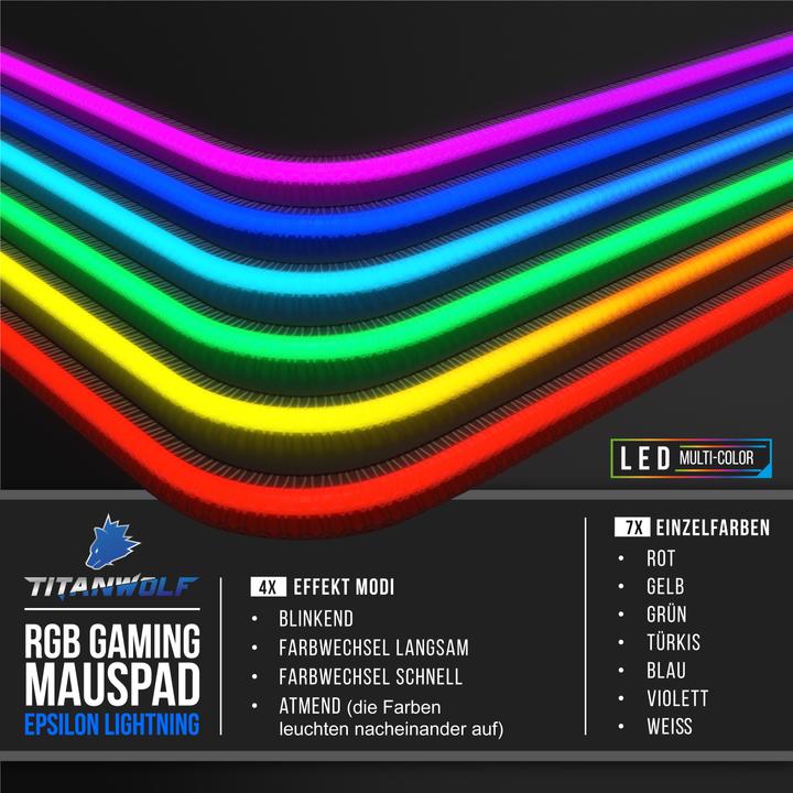 Actual product image Titanwolf RGB gaming mouse pad (XL)