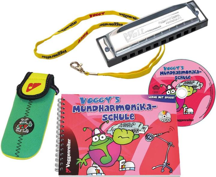 Produktbild Voggy's Mundharmonika Set Volt-Mundharmonika C-Dur Neopren-Tasche Mundharmonika-Schule (Deutsch)