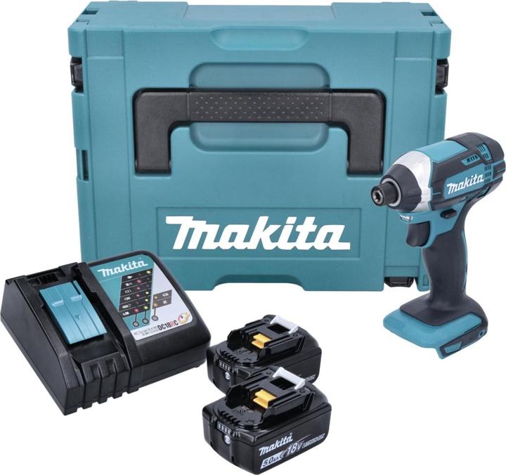 Actual product image Makita DTD 152 RTJ 18V Li-Ion Cordless Impact Driver + Makpac Case + 2 x Batteries BL 1850 5,0 Ah + (Rechargeable battery operated)