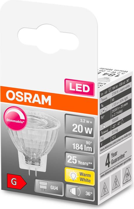 Produktbild Osram Led Superstar Mr11 (GU4, 3.20 W, 184 lm, 1 x, G)