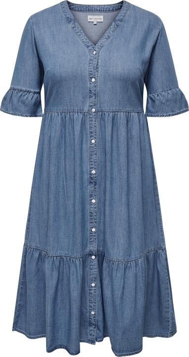 Produktbild Only Locker geschnitten V-Ausschnitt Glockenärmel Kurzes Kleid Jeanskleid (46)