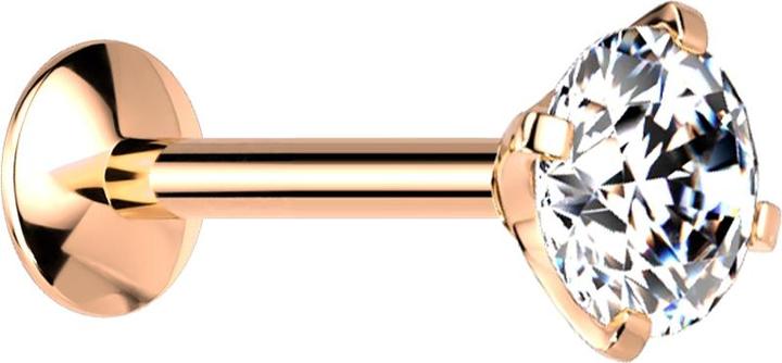 Actual product image Star Piercing Micro Internal Thread Labret UFO rose gold set with crystal silver (without brass, Titanium G23)