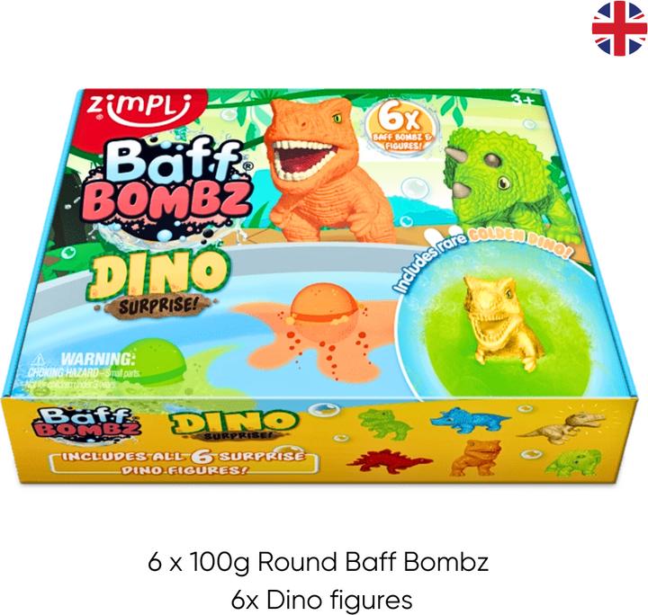 Produktbild Zimpli Kids Zimpli 6x Baff Bombz Dino-Überraschungs-Sammel-Badebomben-Spielzeug