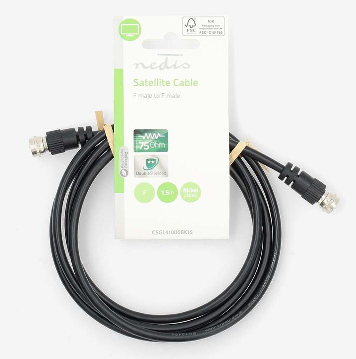 Image du produit Nedis Câble satellite et antenne | F mâle | F mâle | Nickelé | 75 Ohms | Double blindage (75 dB, Câble d'antenne)