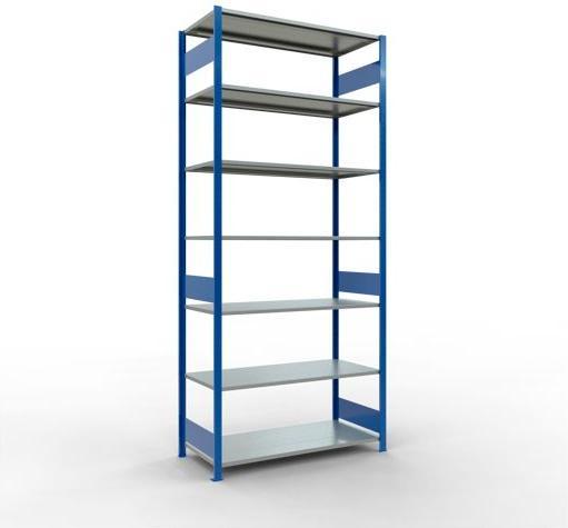 Sistema di scaffalature di base senza viti MULTIplus150 con ripiani di lunghezza