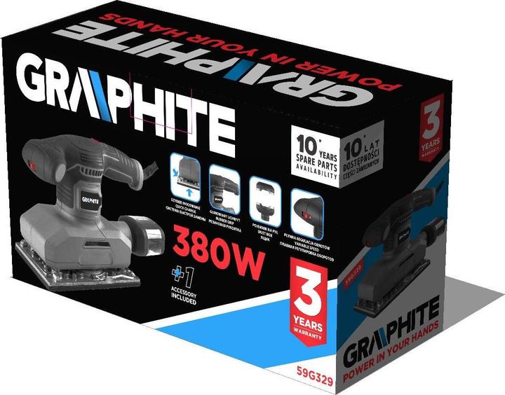 Actual product image Graphite 380 W grinder with a 115 x 230 mm foot (Sander, 380 W)