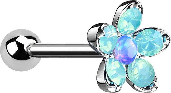 Actual product image Star Piercing Micro Barbell silber Opal Blume blau (Surgical steel 316L, Brass)